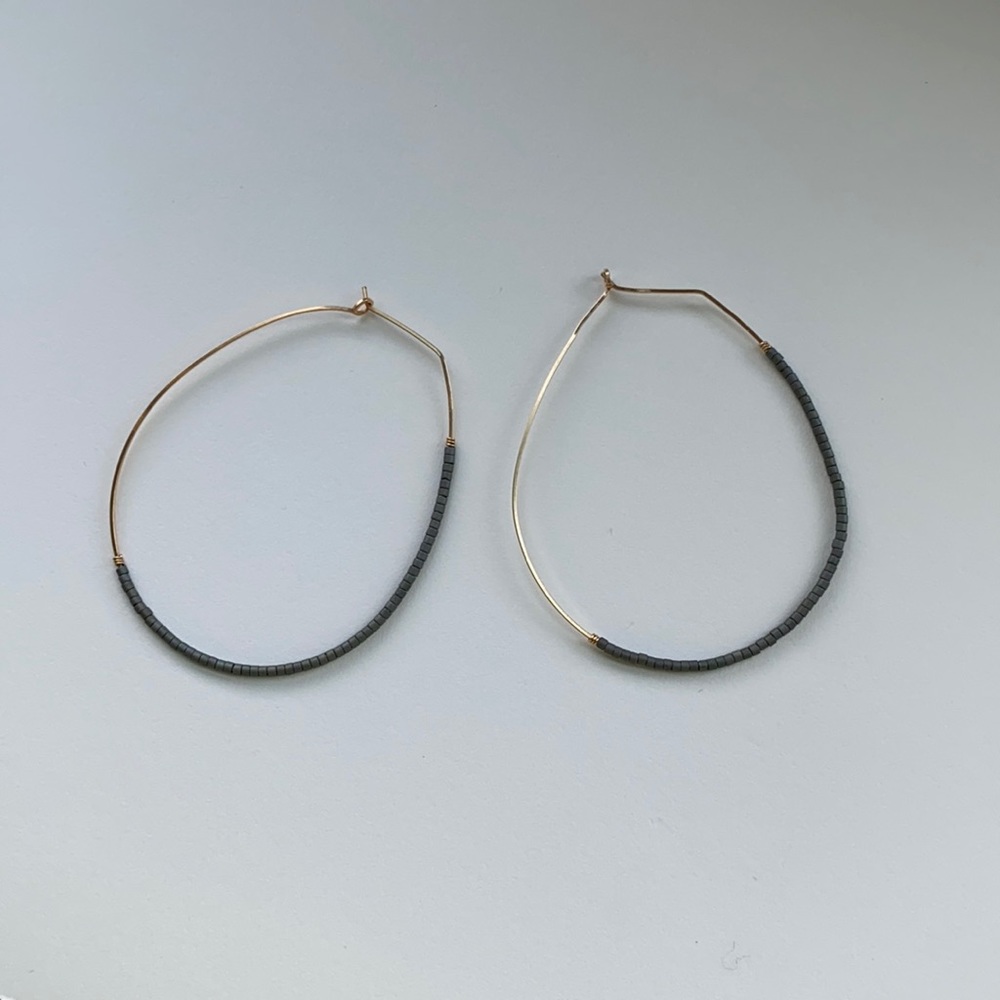 Gold Wire Beaded Hoops
